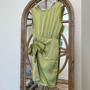 S / Green Satin Wrap Dress